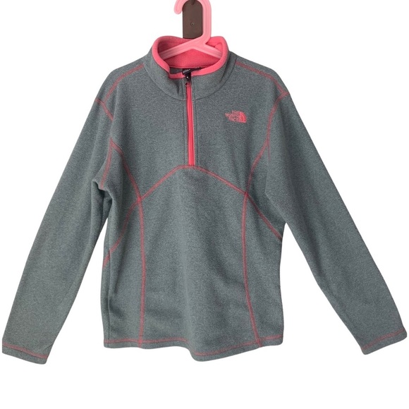 THE NORTH FACE Glacier 1/4 Zip Fleece Pullover Grey and Hot Pink Style# 721222 - Picture 1 of 16